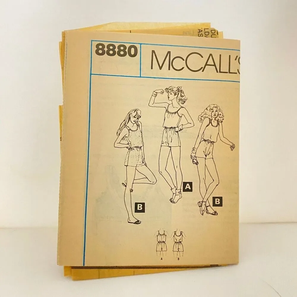 #8880 McCalls Misses Rompers For Stretch Knits Only Sewing Pattern Size M